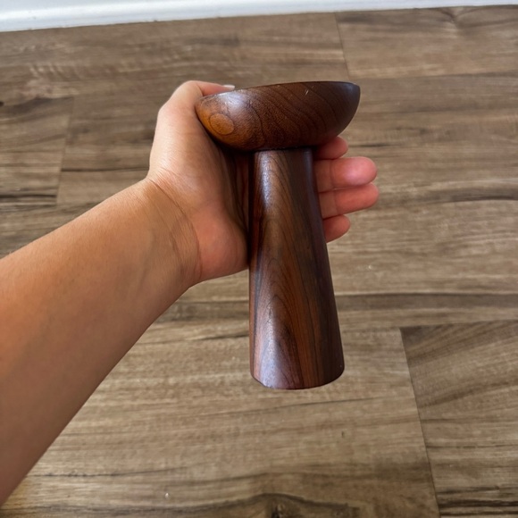 Oregon myrtle wood candle stick holder MCM Vtg - Picture 5 of 7